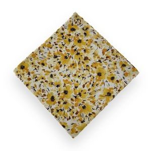 ⚜️New⚜️ White & Marigold Watercolor Style Floral Pocket Square Handkerchief